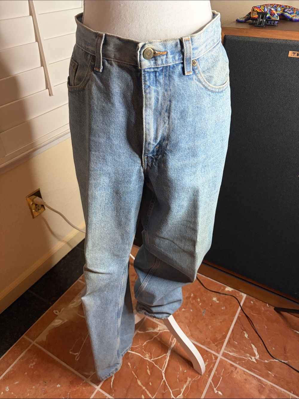 🖤👖Eddie Bauer Soft Blue Denim 100% Cotton Jeans Sz 33X30 Zip Front W/Five Pocket